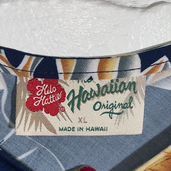 Vintage Hilo Hattie Hawaiian Original Maxi Dress Navy Tropical Floral XL 80s 90s - Picture 4 of 10